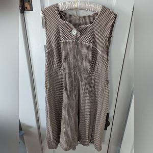 Vintage Penny's Mid Century Brown and White Gingham Midi House Dress